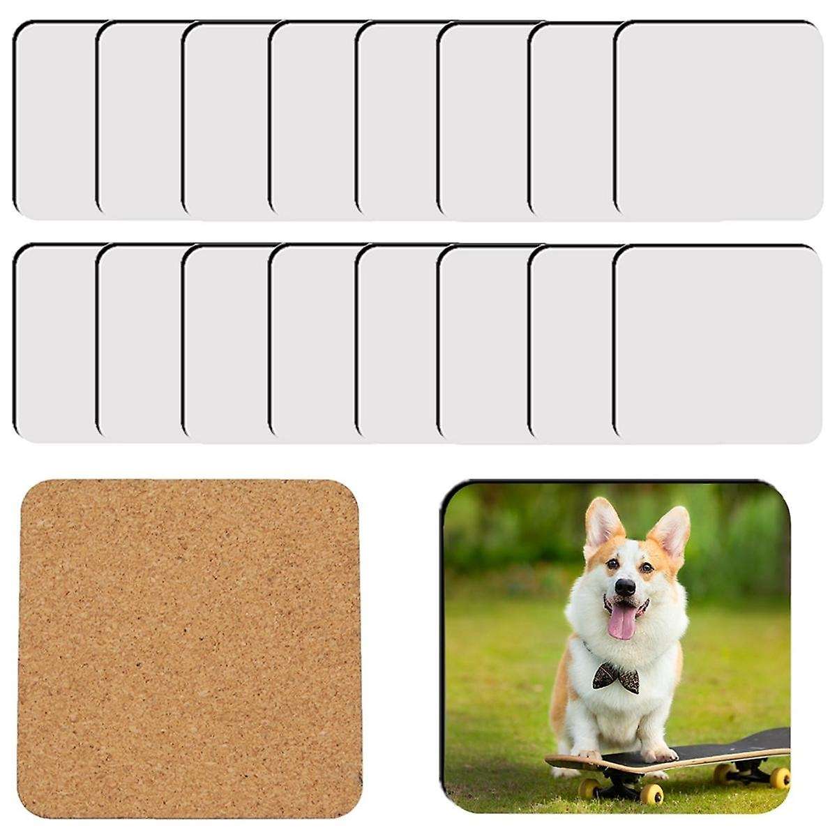 18Pcs Sublimation Square Coaster Blanks Bulk MDF Blanks Hardboard Cork Coasters Blank MDF Cork Coast