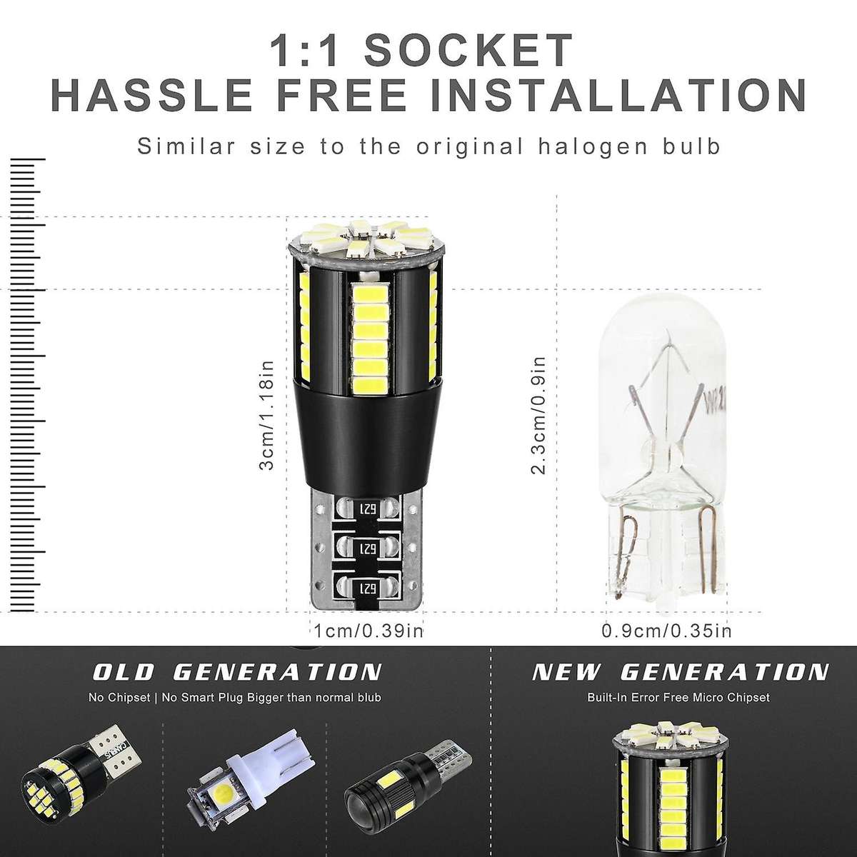 194 Led Light Bulb 6000k White Super Bright 168 2825 W5w T10 Wedge 39-smd 3014 Chipsets Led Replace