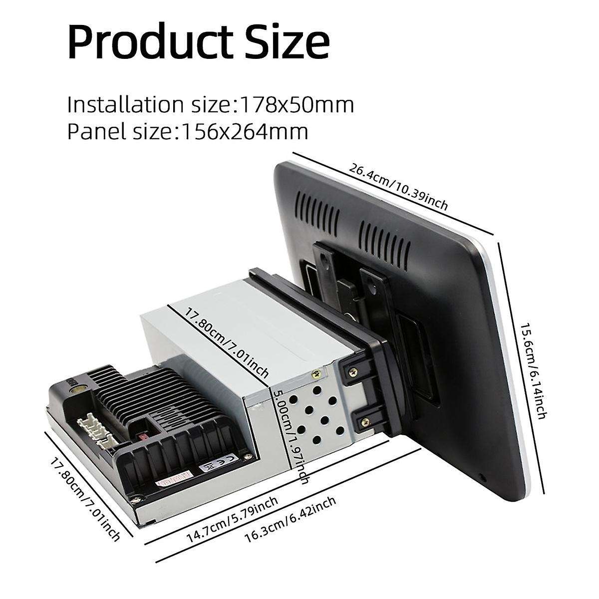 1Din Adjustable Rotatable Screen 2G+64G Car Multimedia Player 10.1Inch Android 13 Wireless CarPlay