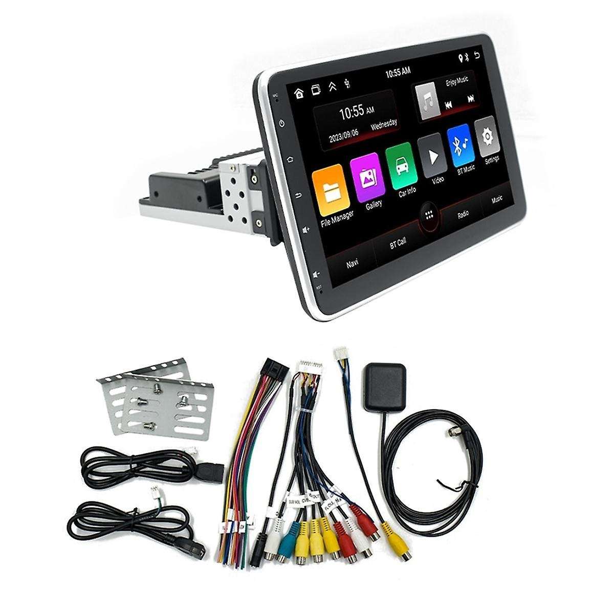 1Din Adjustable Rotatable Screen 2G+64G Car Multimedia Player 10.1Inch Android 13 Wireless CarPlay A