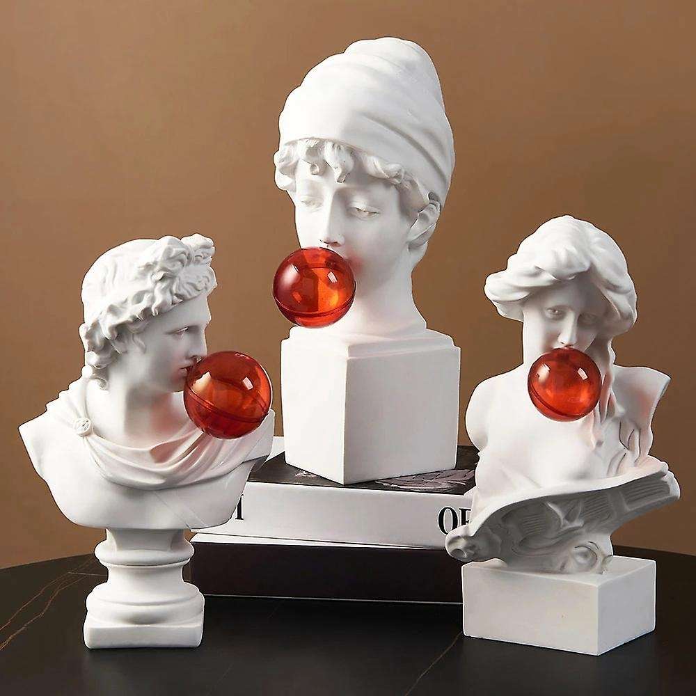 1Pcs Classic Busts Statue Greek Mythology Figurine Bubble David Portrait Sculpture Resin Practice Cr