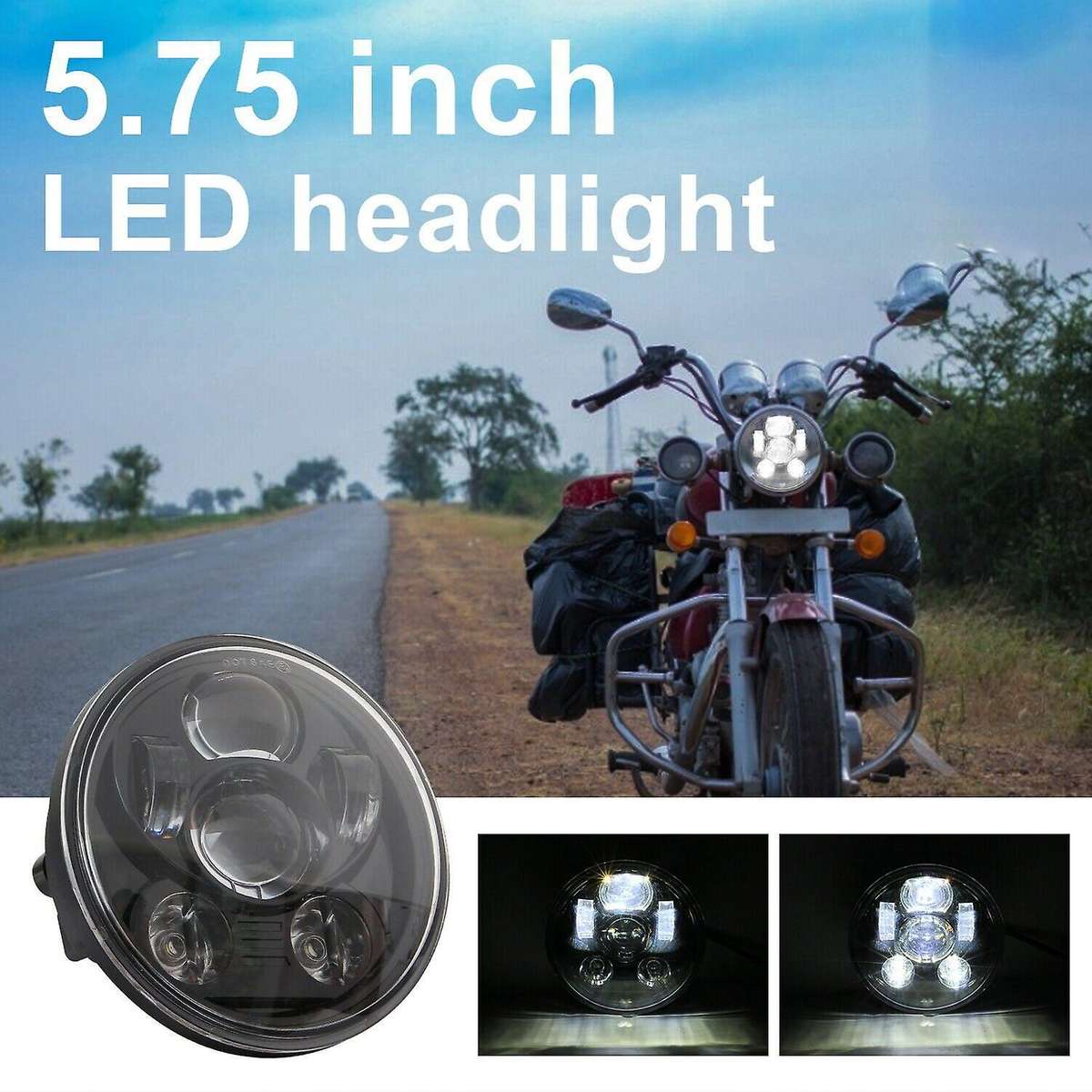 1Pcs Motorcycle Headlamp 90W 5-3/4inch 5.75inch Inch LED Projector Headlight DRL