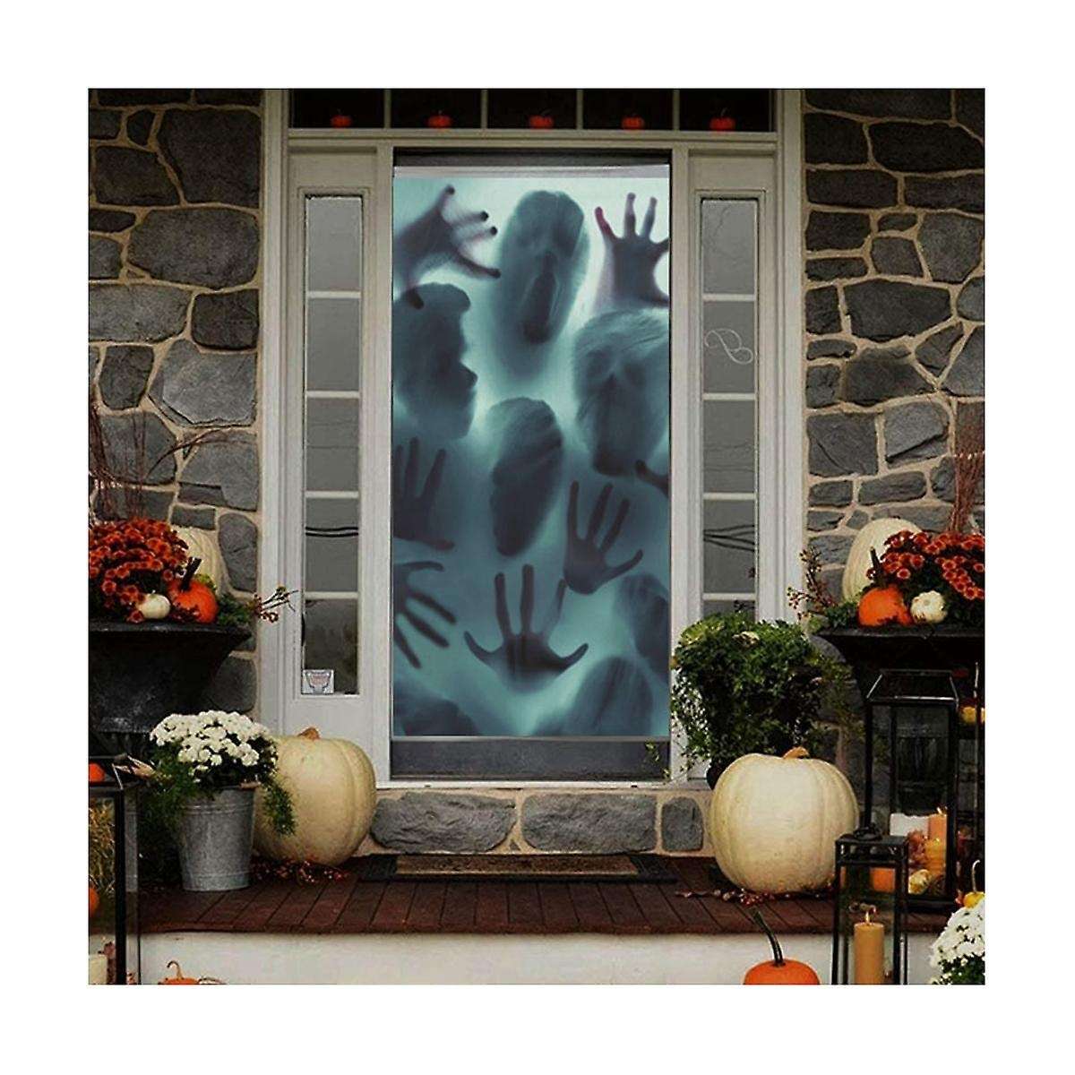 1PcsHalloween Static Stickers Removable Bloody Handprint Ghost Horror Window Sticker Halloween Part