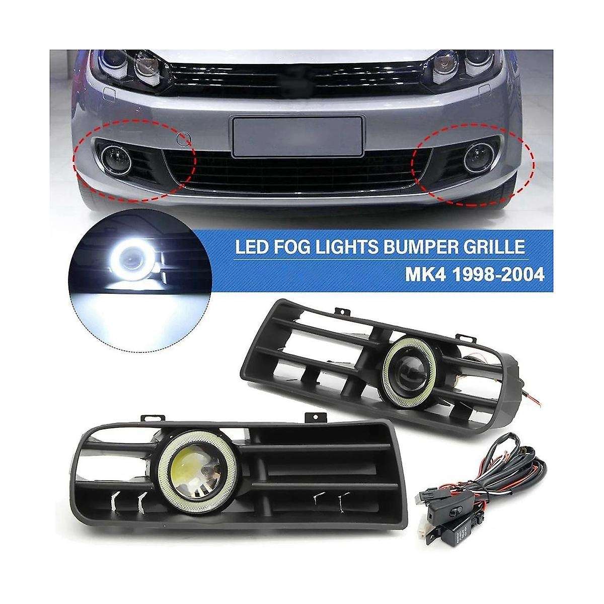 1set Car Grill Led Fog Light Grille Lower Grill with Led Drl Lamp for Golf Mk4 1998-2004