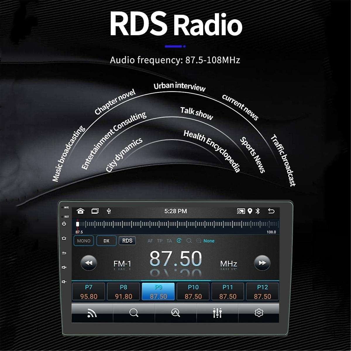 2 Din Android Car Stereo Wireless Carplay Android Auto, 9 Inch Touchscreen Car Radio WiFi GPS Blueto