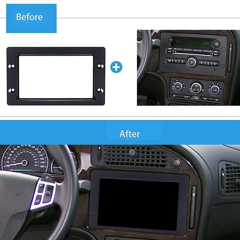 2 Din Car Radio Frame Stereo Dashboard Frame Refitting Panel Cover Trim Kit for SAAB 9-5 2005-2011