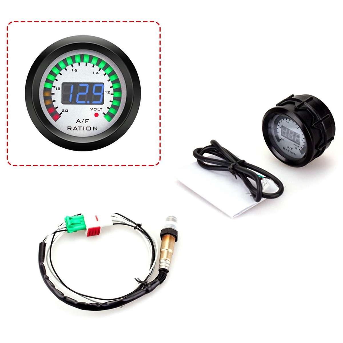 2 In 1 Air Fuel Gauge Voltmeter 12v 52mm Digital Car Afr Volt Meter Indicator Voltage Gauge with O2