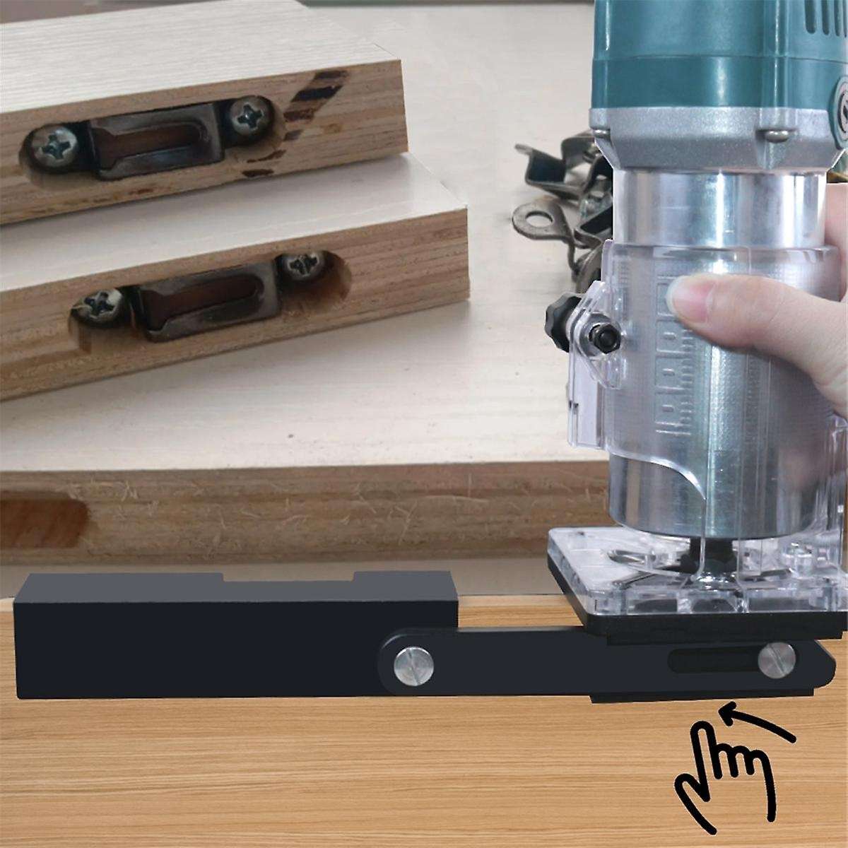 2 in 1 Slotting Bracket Invisible Fastener Wardrobe Cupboard Panel Punch Locator,Handheld Edge Trimm