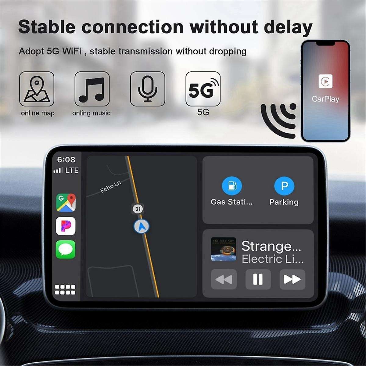 2 in 1 Wireless Carplay Auto Adapter, Fast Carplay Wireless Adapter Convert Wired to Wireless Carpla