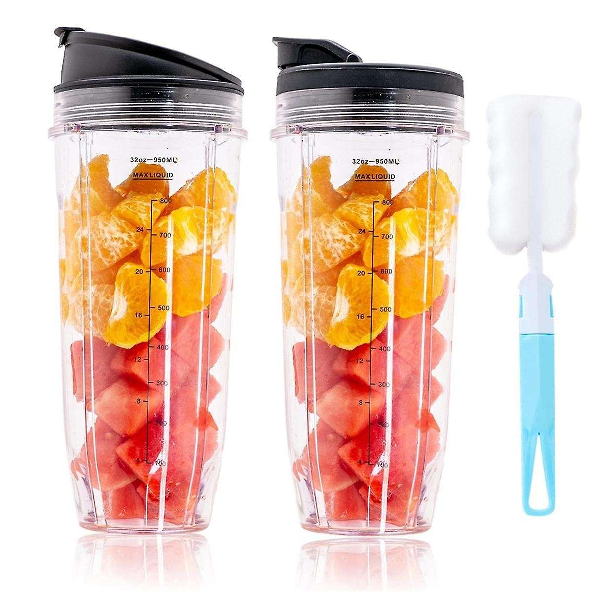 2 Pack 32oz Replacement Mixing Cup with Sip Lid for BL450 BL454 BL456 BL480 BL482 BL640 BL642 BL682