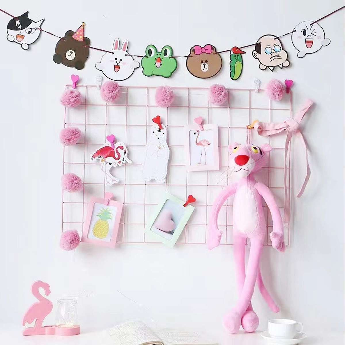 2 Pack Grid Wall Panels Metal Wire Wall Deco Hanging Picture Multifunction Photo Hanging Display Wal