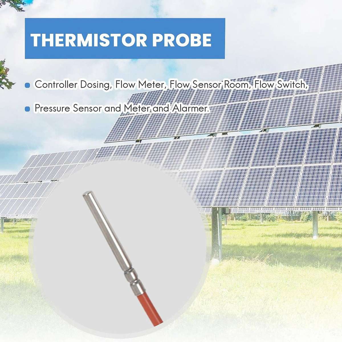 2 Wire PT1000 Temperature Sensor Thermistor Silicone Coated 1.5Meters Probe 45mm x 5mm -50-180 Cent