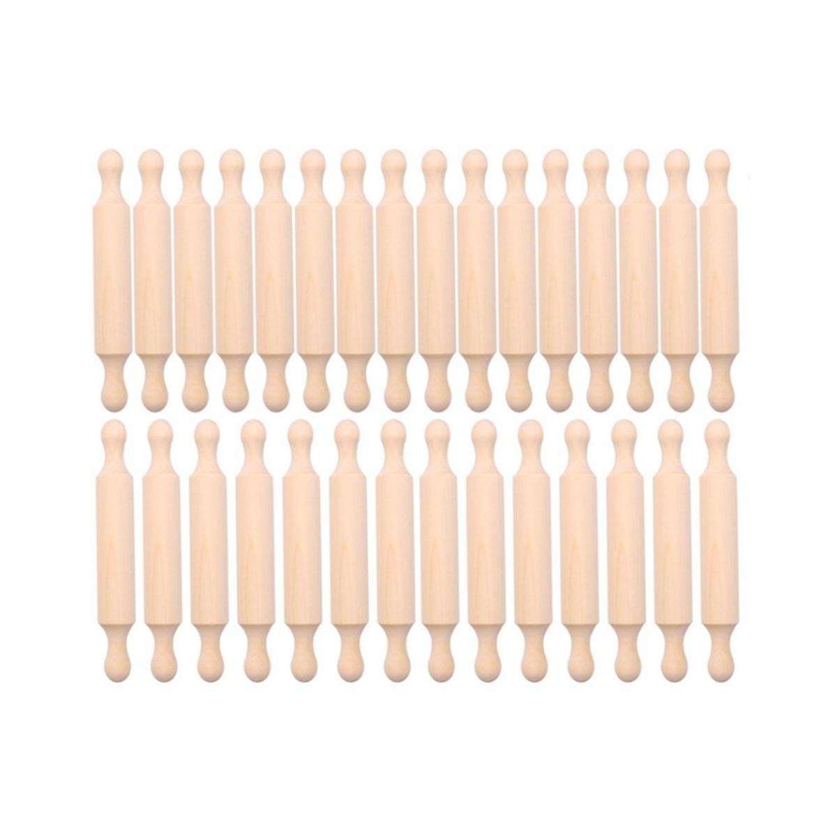 20 Pieces Wooden Mini Rolling Pin 6 Inches Long Kitchen Baking Rolling Pin Small Wood Dough Roller