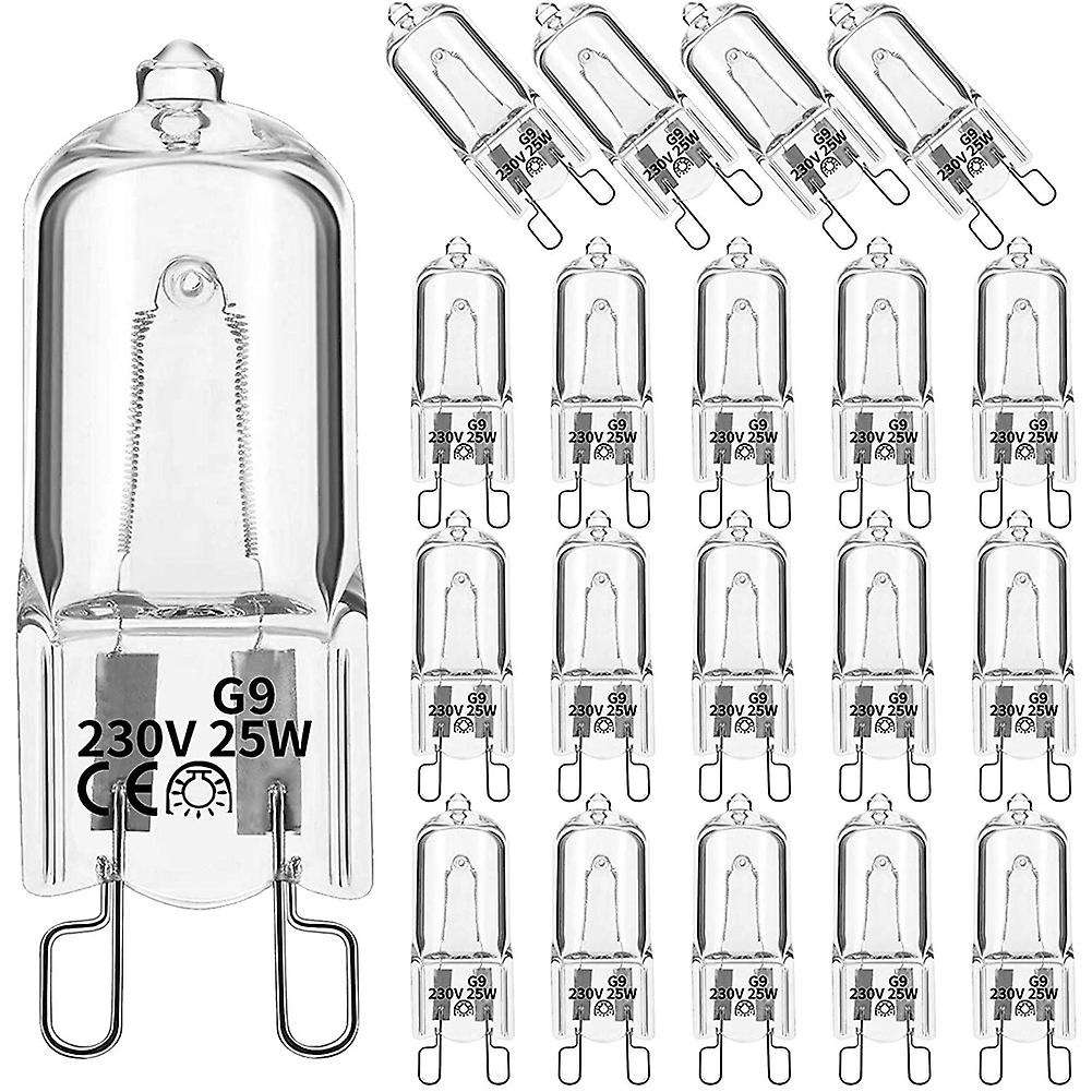 20pcs G9 Halogen Light ,25w Clear Halogen Dimmable,warm White 2800k for Chandeliers,pendants,landsc