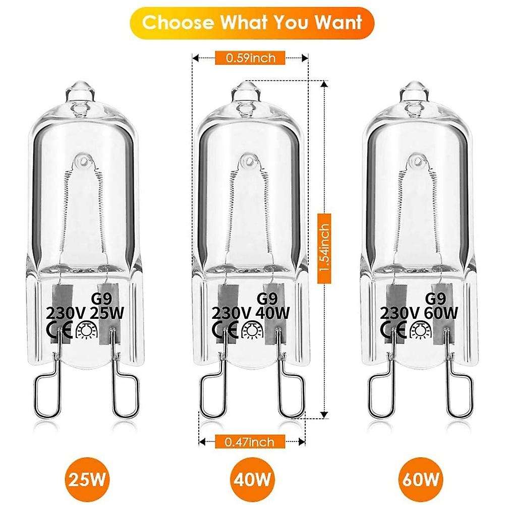 20pcs G9 Halogen Light ,25w Clear Halogen Dimmable,warm White 2800k for Chandeliers,pendants,landsc