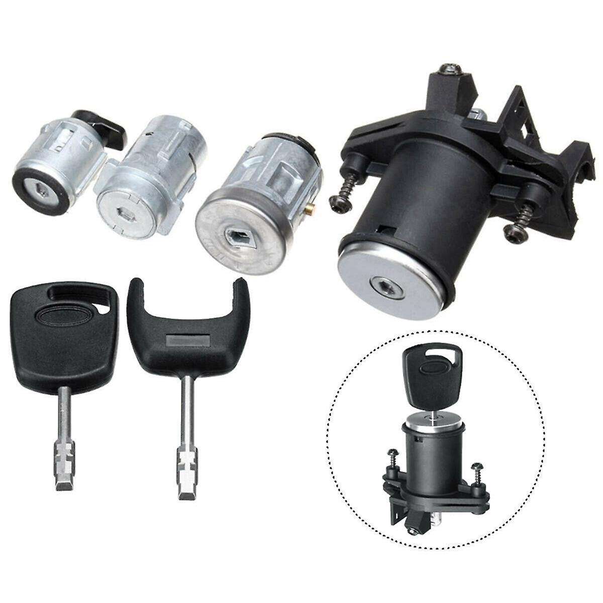 Cylinder Switch Lock Kit Lock Door Lock Ignition Bucket Switch Car for Fiesta 2001-2008 2S61-A22050-