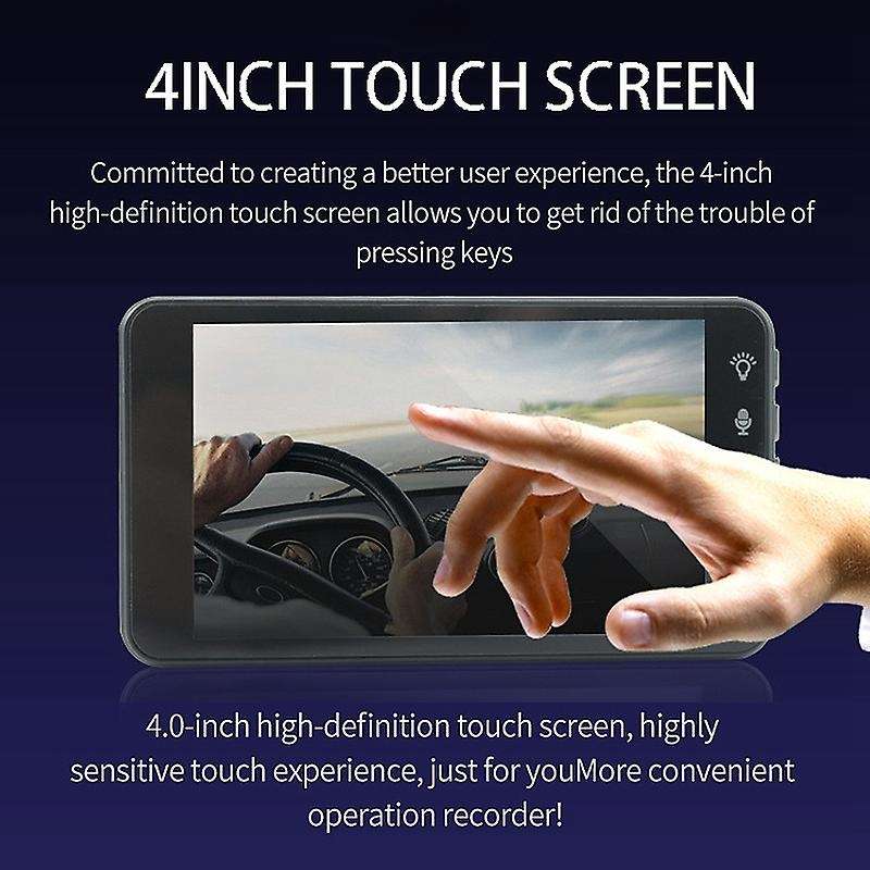Dash Cam Dual Lens Full HD 1080P 4 inch IPS Car DVR Front+Rear Night Vision Video Recorder G-Sensor