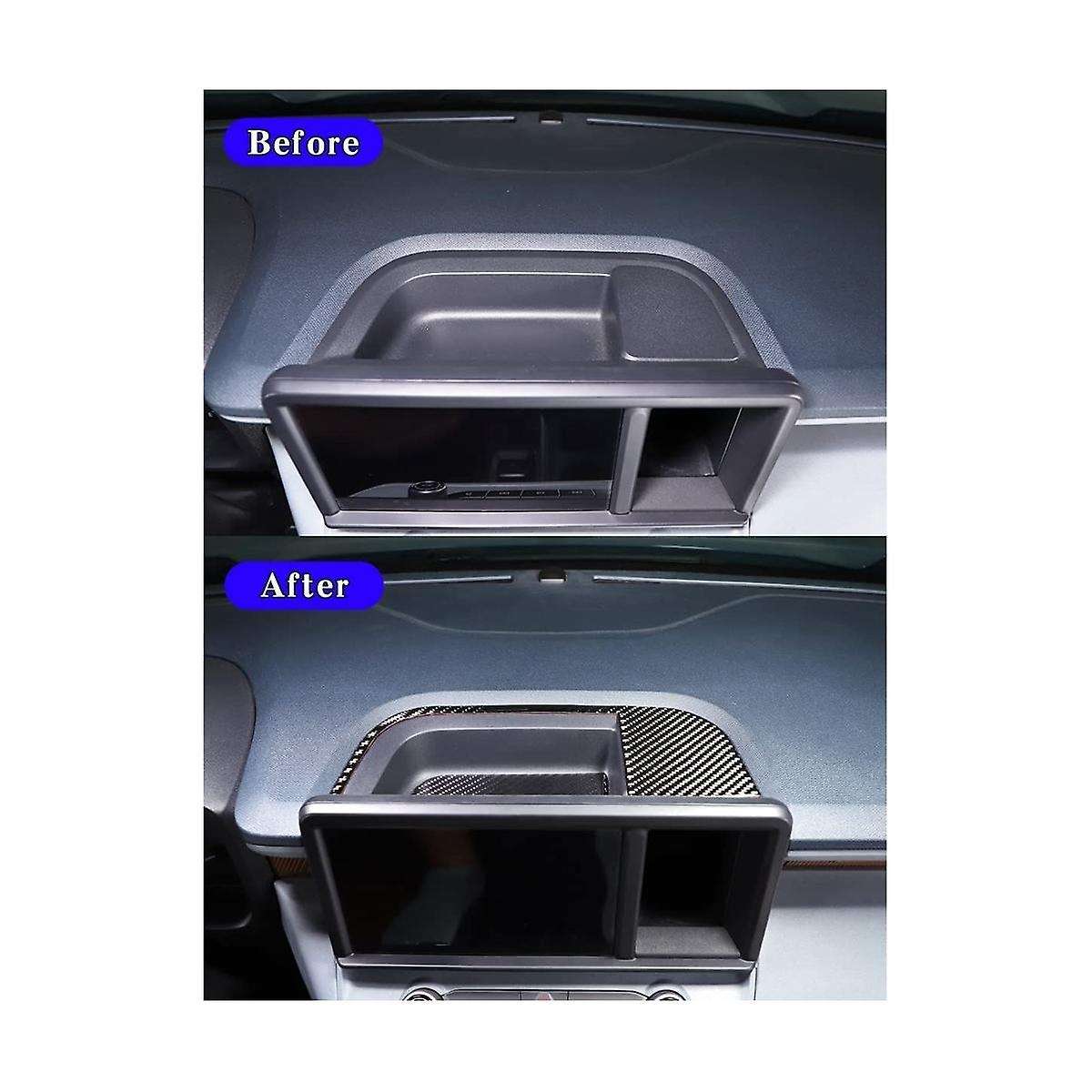 Dashboard Storage Box Panel Cover Trim Decal Stickers for 2022 2023 Accessories - Soft Carbon Fiber