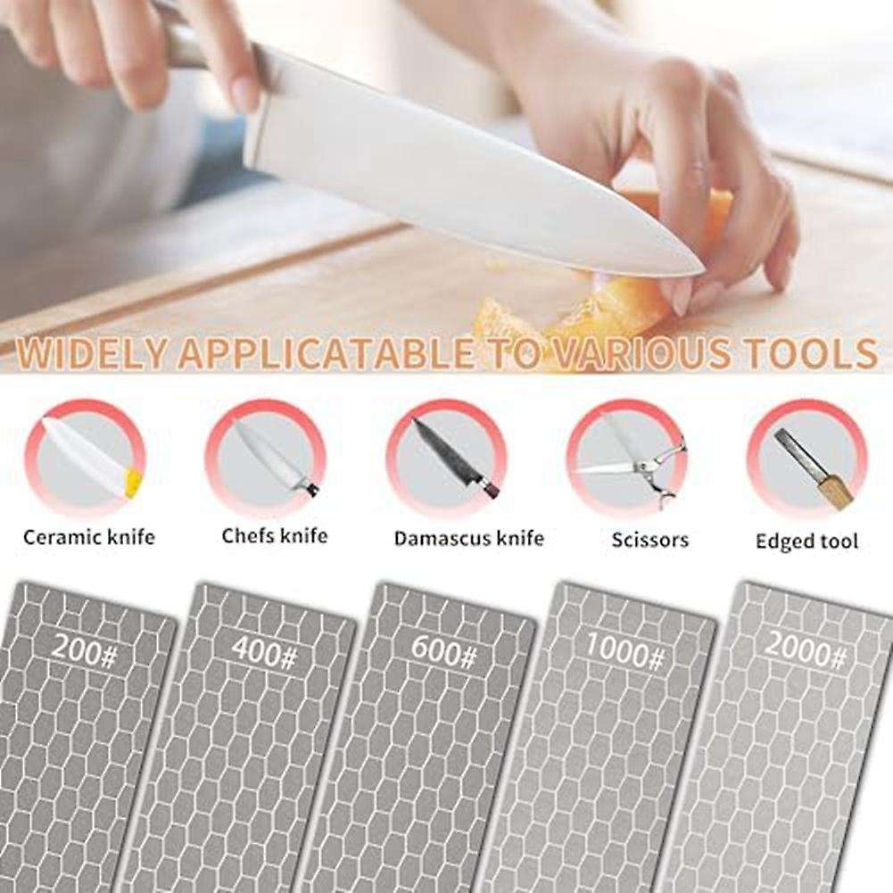 Diamond Sharpening , 5pcs Diamond Sharpening Plates with Honeycomb Surface Plate 200/400/600/1000/20