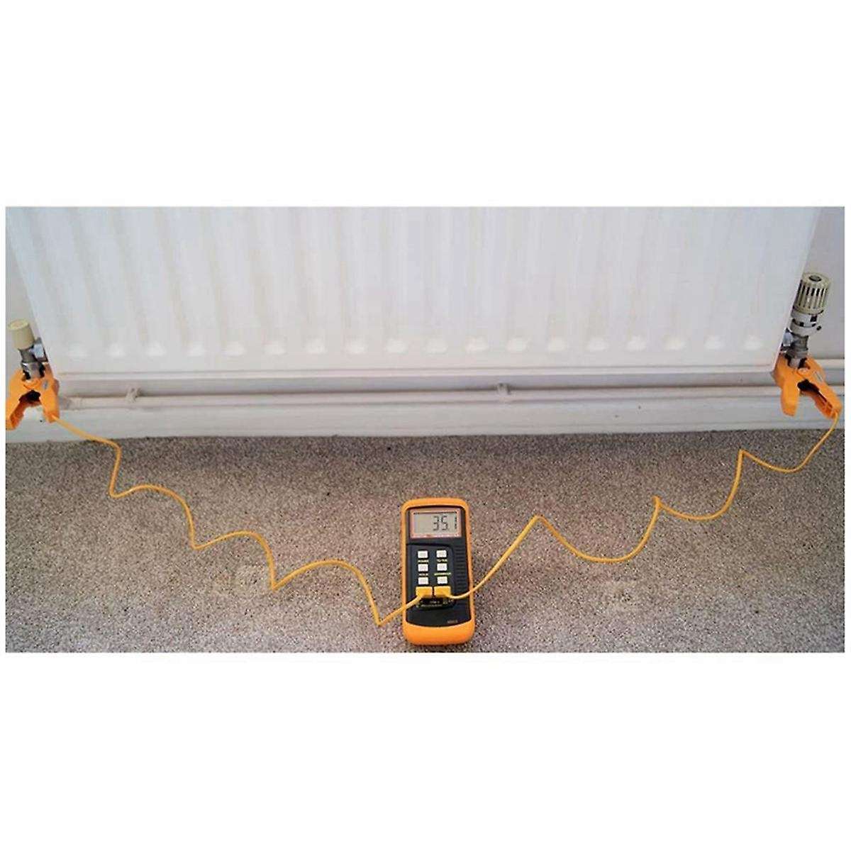 Digital K Type Thermocouple Thermometer(-50-1300C) Dual Channel, 2 Thermometer Pipe Clamp and 2 Se