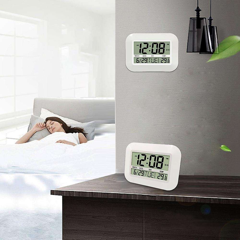 Digital Wall Clock Battery Operated Simple Temperature Calendar Date Day Office