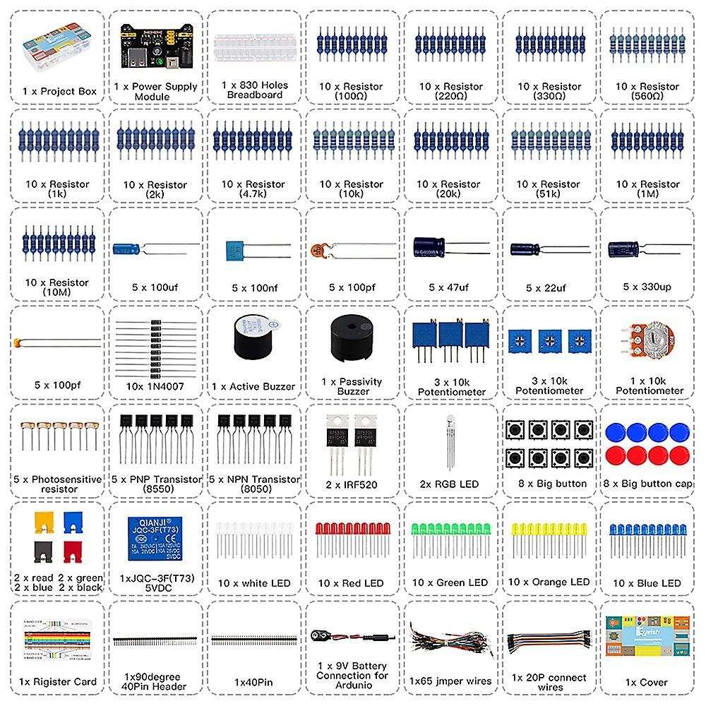 DIY Electronics Basic Kit Breadboard Jumper Wires,Resistors,Buzzer for R3 Mega256