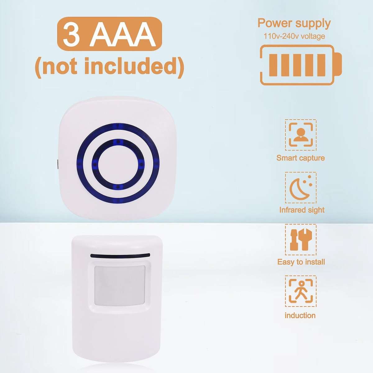 Door Chime,wireless Business Door Motion Sensor Detector Smart Visitor Doorbell Home Security Drive