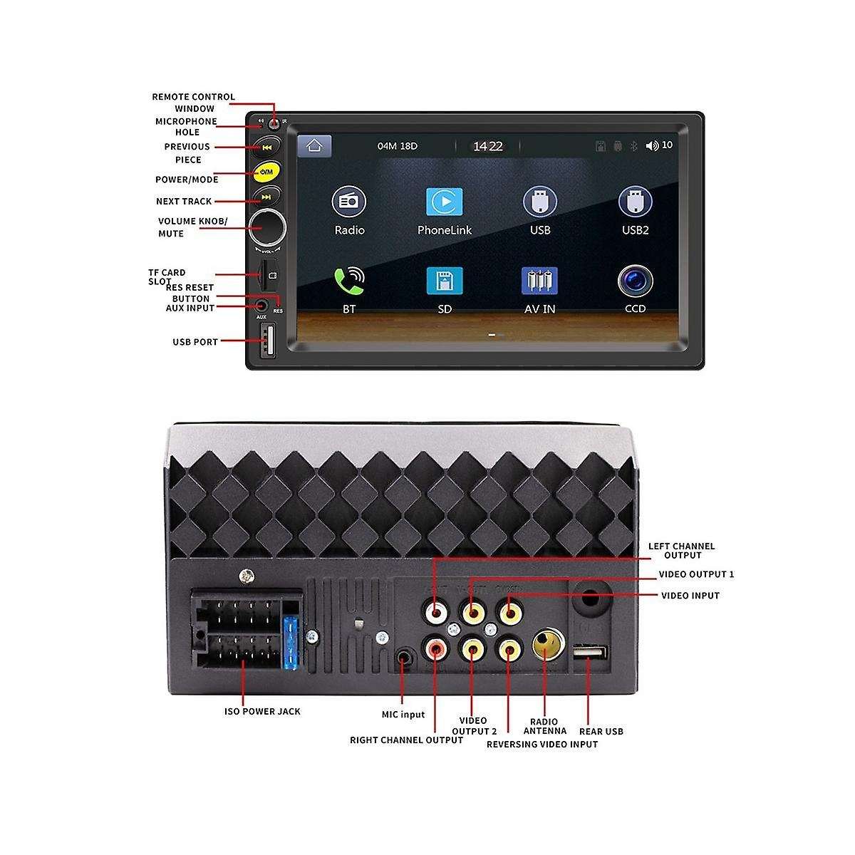 Double Din Car Stereo,carplay Android Auto 7in Touch Screen Radio Car Multimedia Player Mirror Link