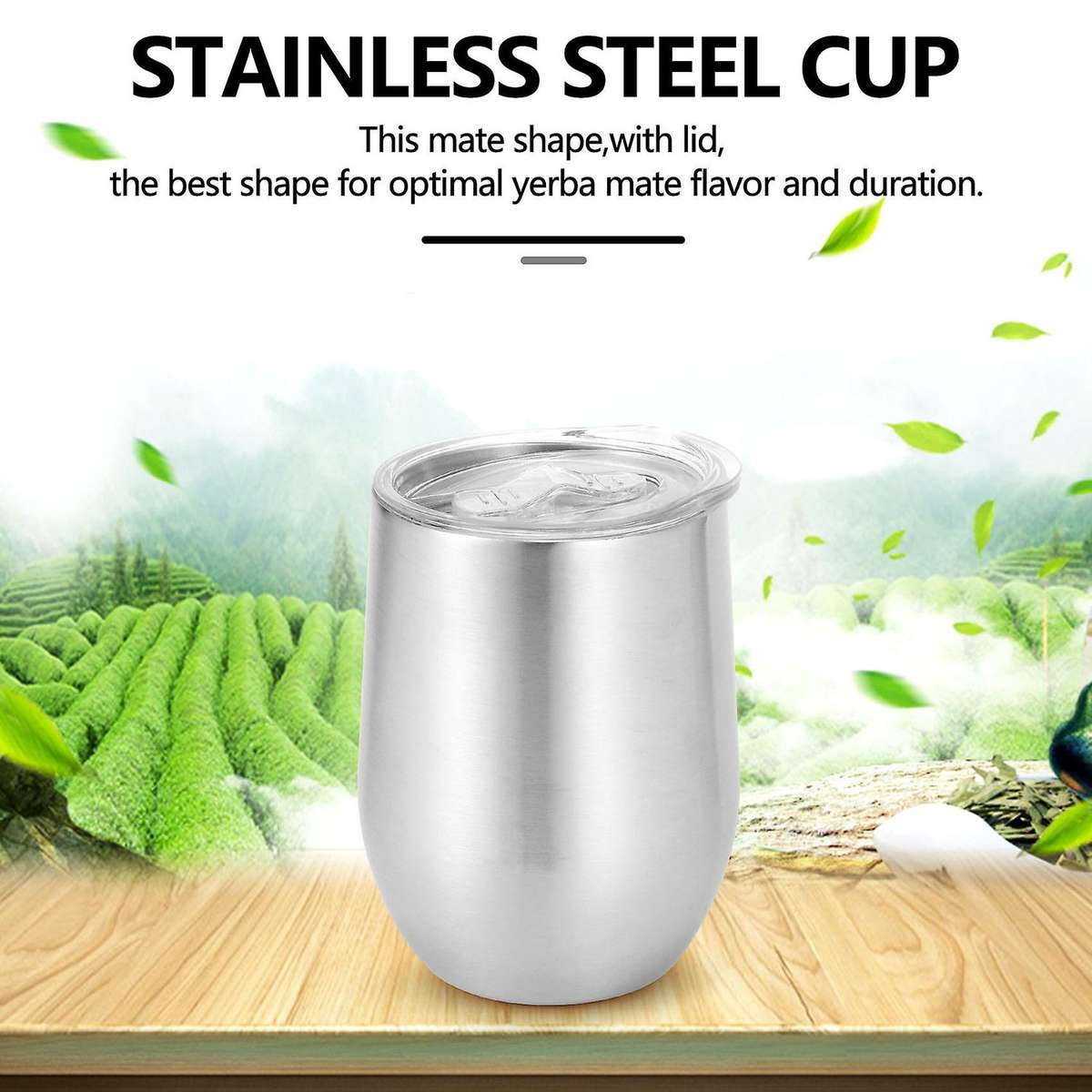 Double-wall Stainless Yerba Gourd Mate Tea Set Water Mate Tea Cup with Lid Head Filter Spoon Straw
