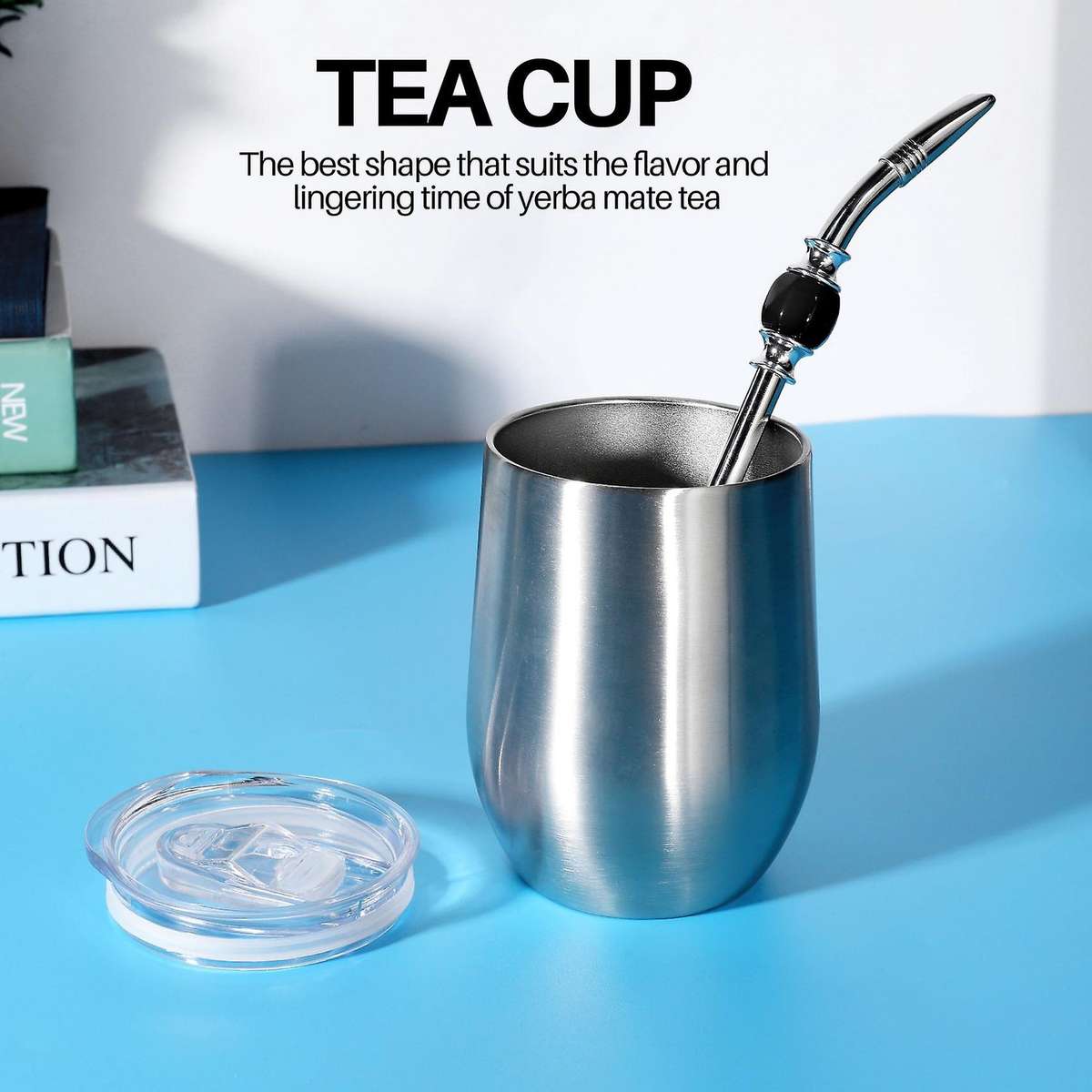 Double-wall Stainless Yerba Gourd Mate Tea Set Water Mate Tea Cup with Lid Head Filter Spoon Straw
