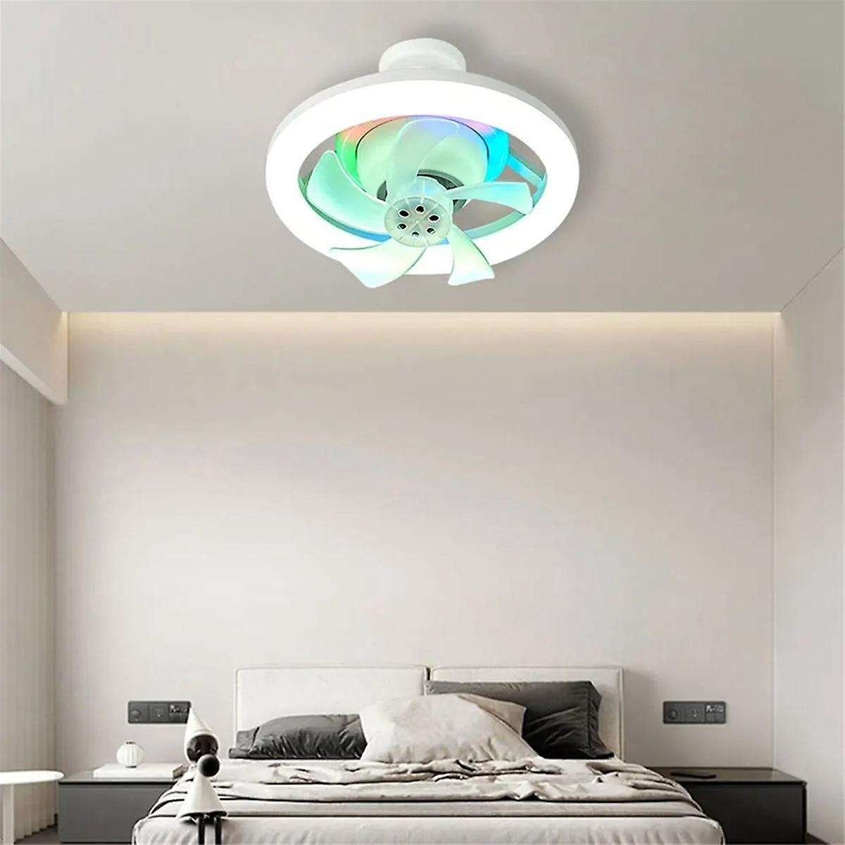 E27 Ceiling Fan Bulb with LED Light and Remote Control Chandelier RGB Color Dimmable Ventillator Lam
