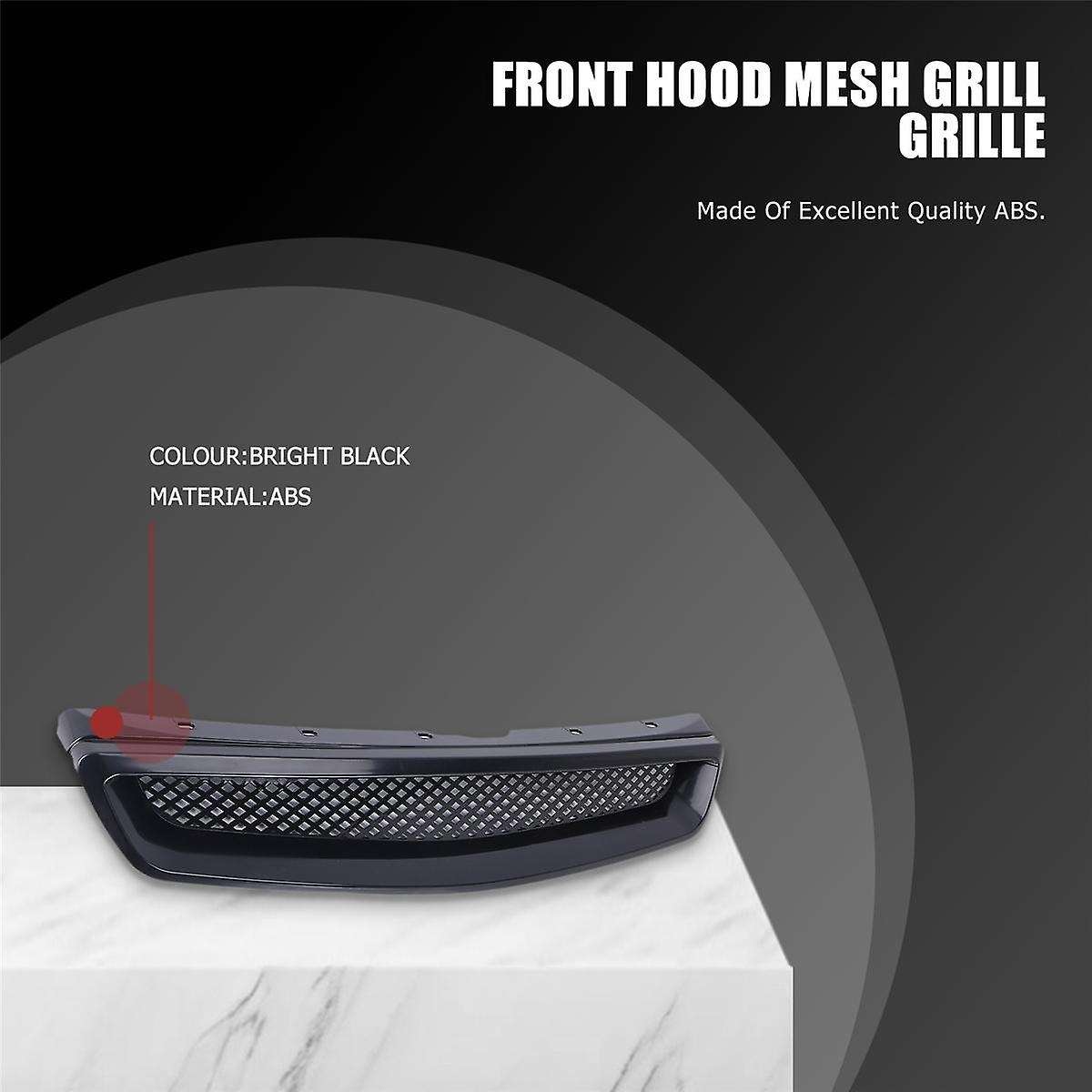 EK T-R Style Front Bumper Hood Mesh Grill Racing Grille for EK DX EX LX 1999-2000 Glossy Black