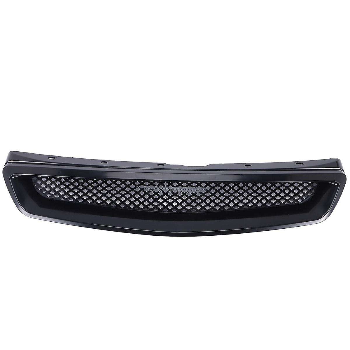 EK T-R Style Front Bumper Hood Mesh Grill Racing Grille for EK DX EX LX 1999-2000 Glossy Black