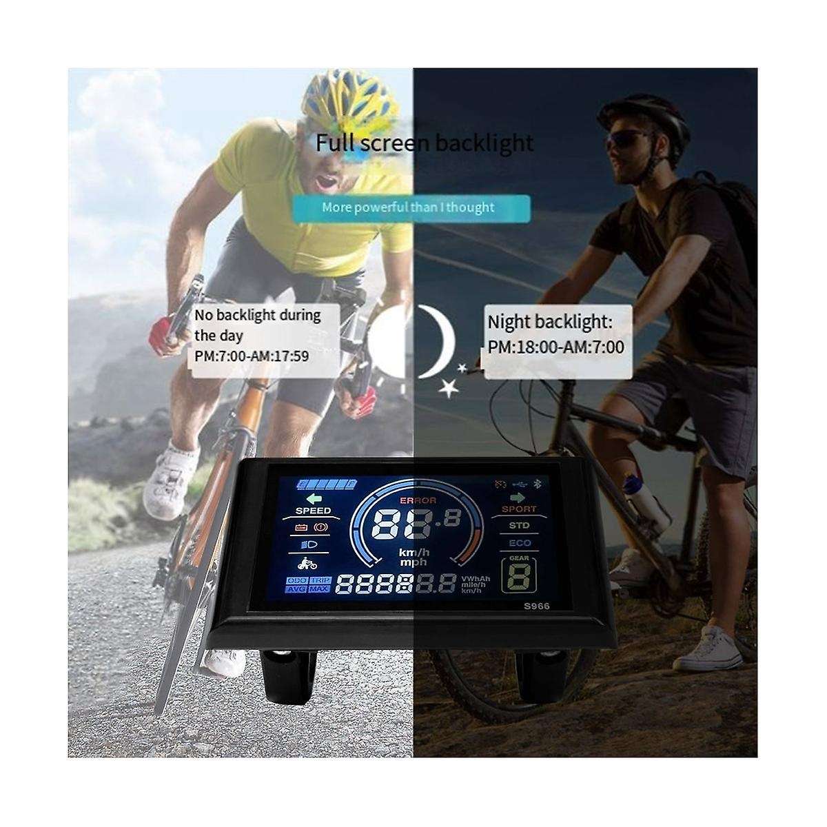 Electric Bike Display 24v-72v Waterproof Lcd Display S966 Electric Bike Controller Panel Dashboard,w