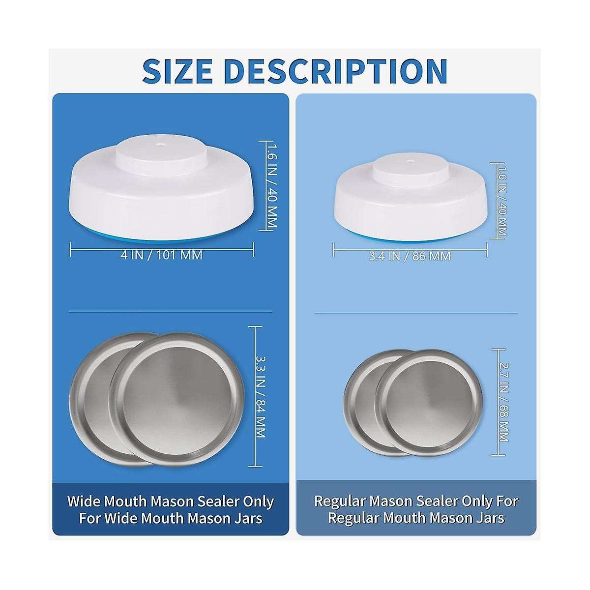Electric Jar Vacuum Sealer Kit - Easy to Use - Fits Wide & Regular Mouth Jars