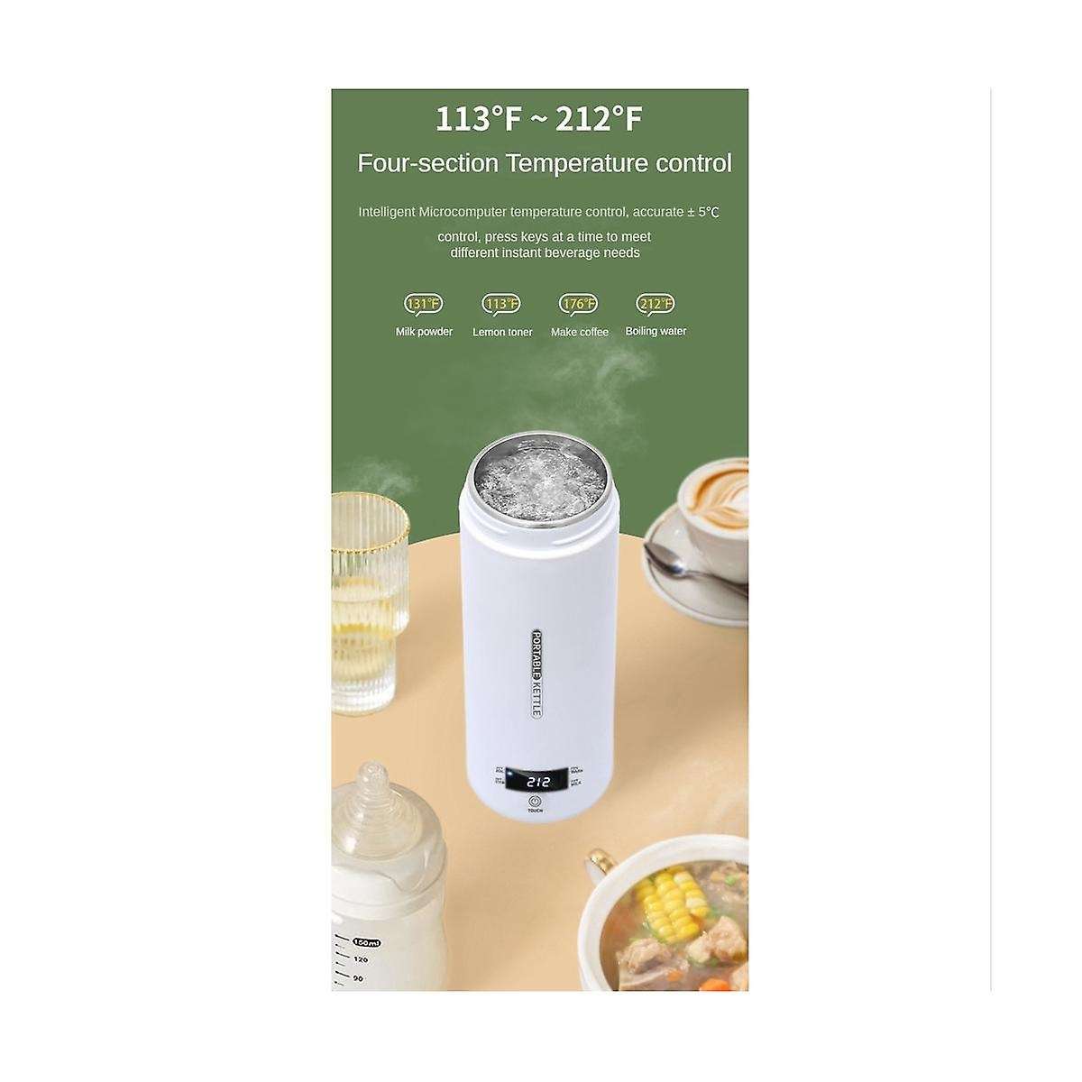 Electric Kettle Water Thermal Heating Boiler Travel Stainless Steel Tea Pot Coffee Milk Boiling Cup