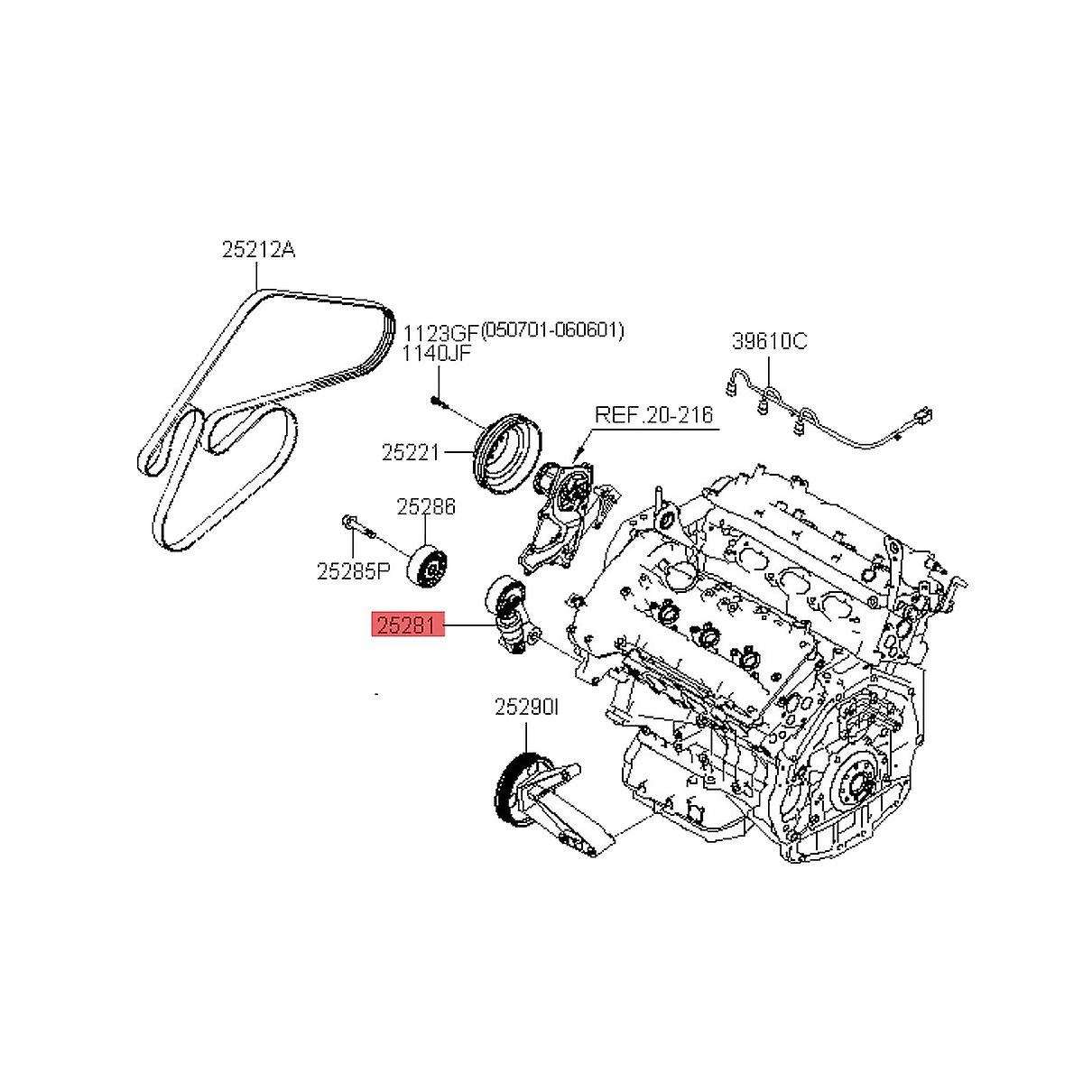 Engine Timing Belt Tensioner Pulley Assembly 25281-3c100 for Azera Veracruz 2006-2015
