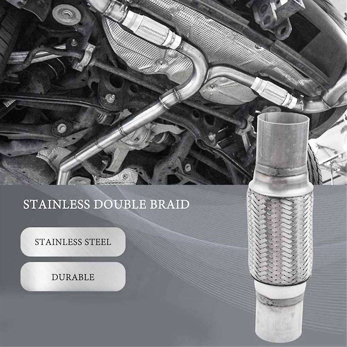 Exhaust Flex Pipe Stainless Steel Double Braid 2 X 6 Inch with Ends 10 Inch Long Car Exhaust Flexibl