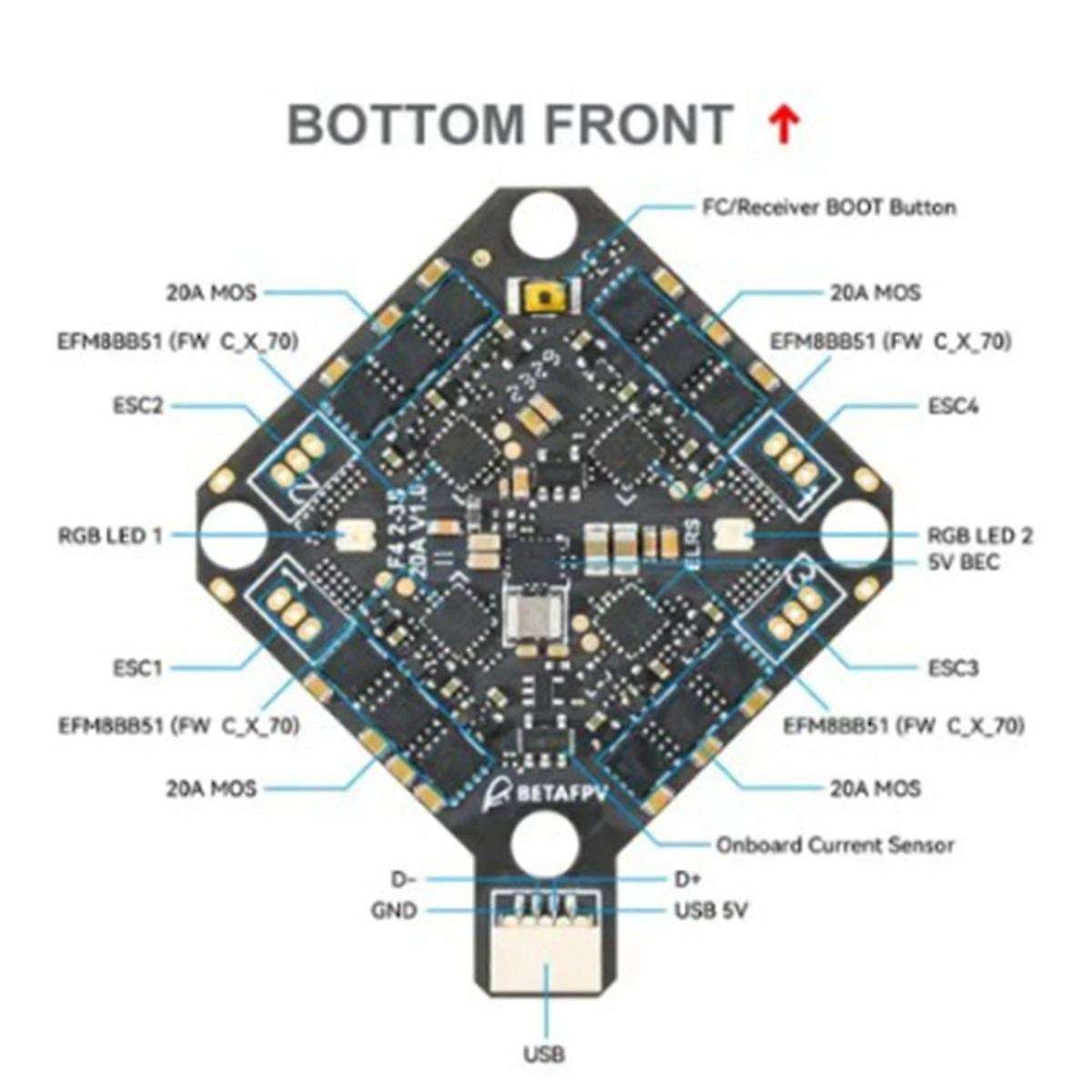 F4 2-3s 20a Aio Flight Controller V1 for Pavo Pico Brushless Bwhoop Quadcopter Hx115 Se Toothpick D