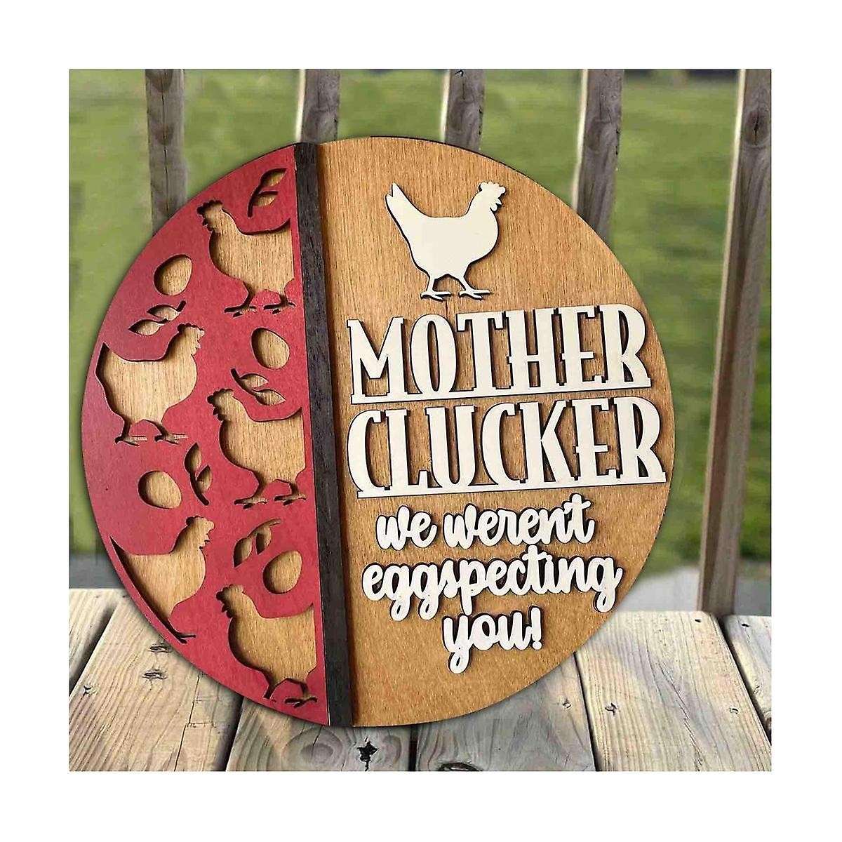 Farmhouse Chickens Welcome Sign Hen Laying Eggs Front Rustic Wooden Front Door Hanger Sign Home Rest