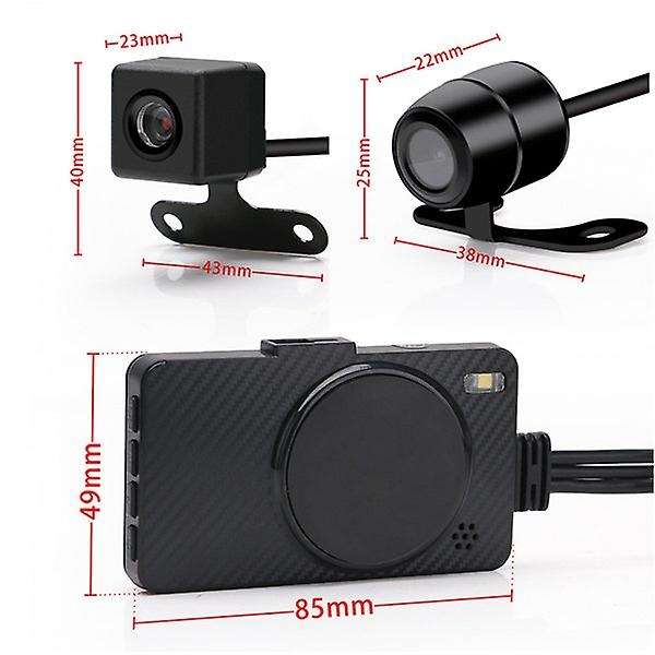 FHD 1080P Waterproof Camera 3inch Motorcycle DVR Front Rear Dual Camera Driving Video Recorder Dash