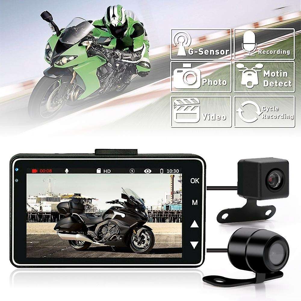 FHD 1080P Waterproof Camera 3inch Motorcycle DVR Front Rear Dual Camera Driving Video Recorder Dash