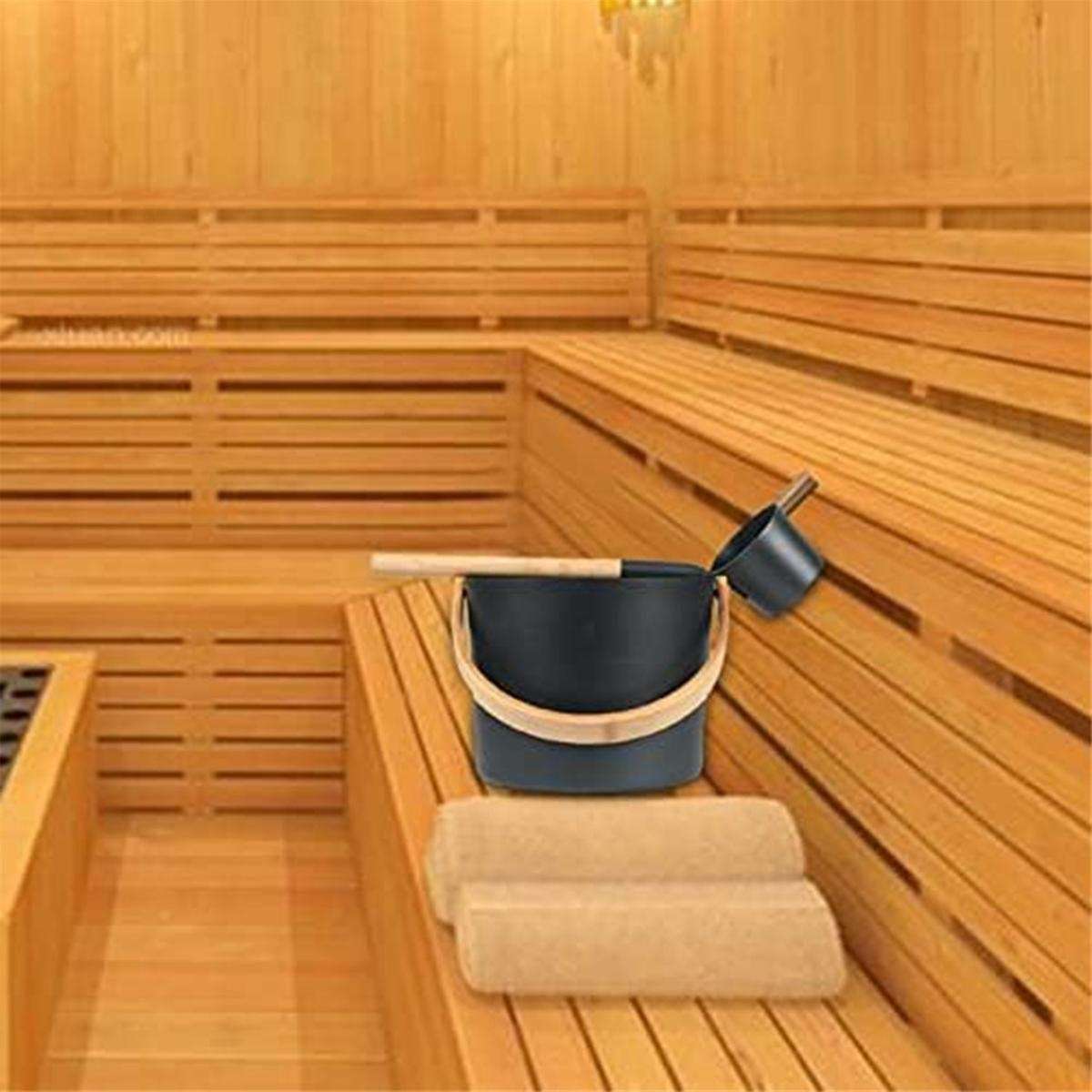 Finnish Sauna Aluminum Bucket, Long-Handled Spoon Set, Sauna Bucket, Bathroom, Sauna Steam Room Acce