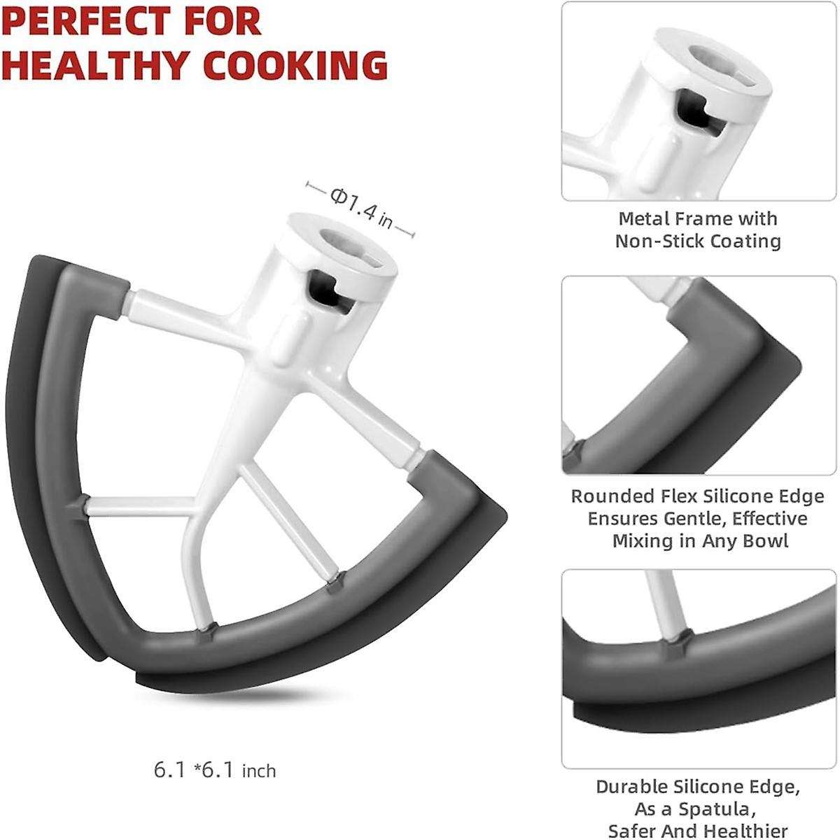 Flex Edge Beater for Mixer 4.5-5 Quart Tilt-head, Paddle Attachment Mixer with Silicone Edges Bowl S