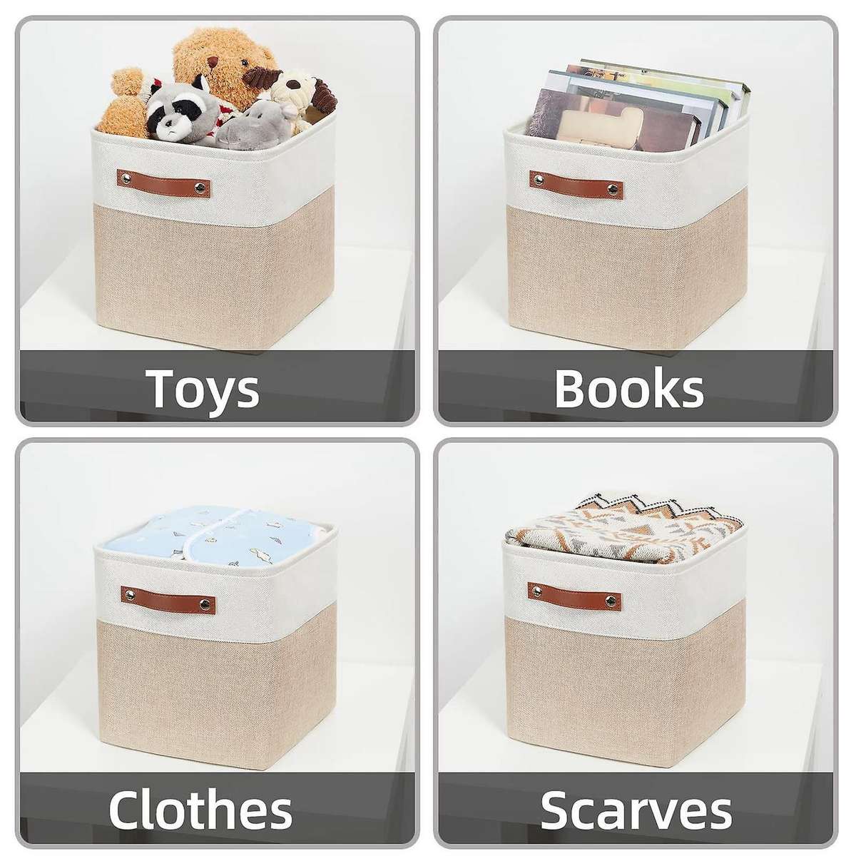 Foldable Storage Square Baskets for Organizing Set of 4 Fabric Square Storage Bins 13 X13 Collapsibl