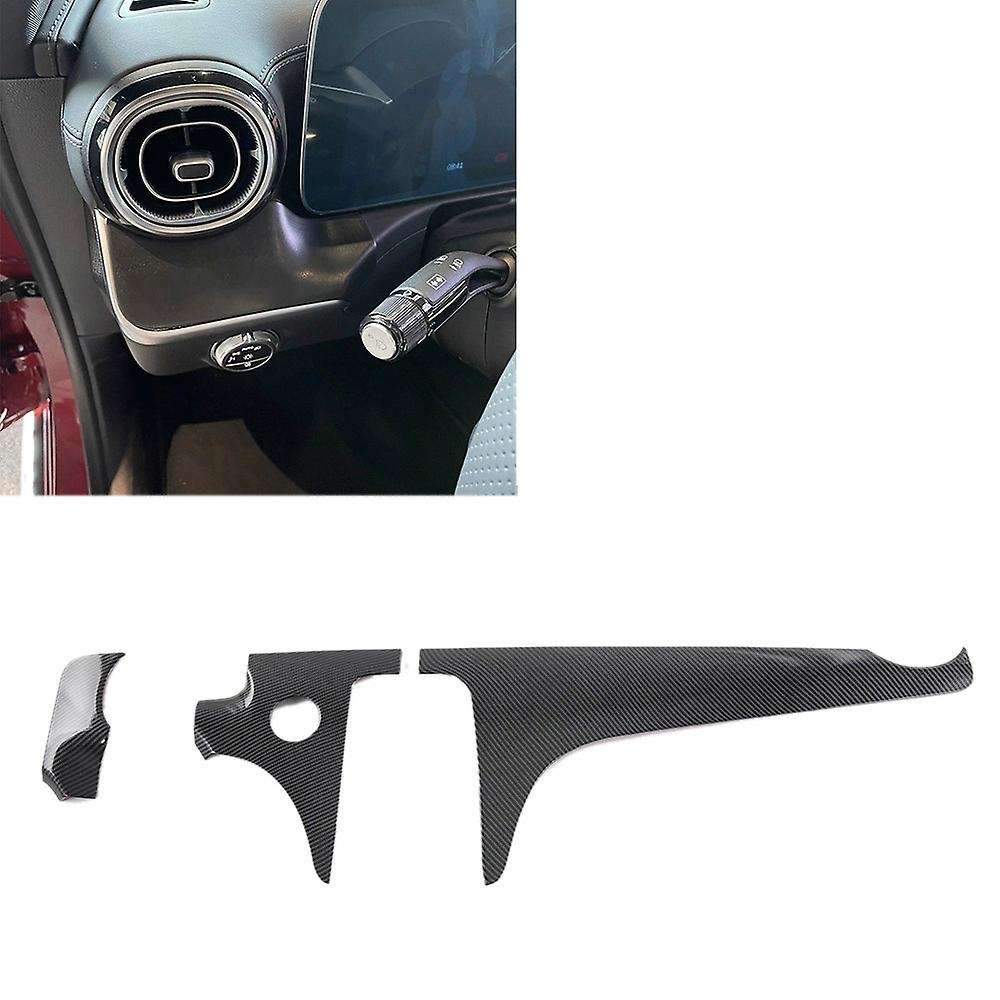 for - C-Class W206 C260 C200 2022 LHD 3PCS Car Dashboard Console Panel Trim Cover Carbon Fiber ABS