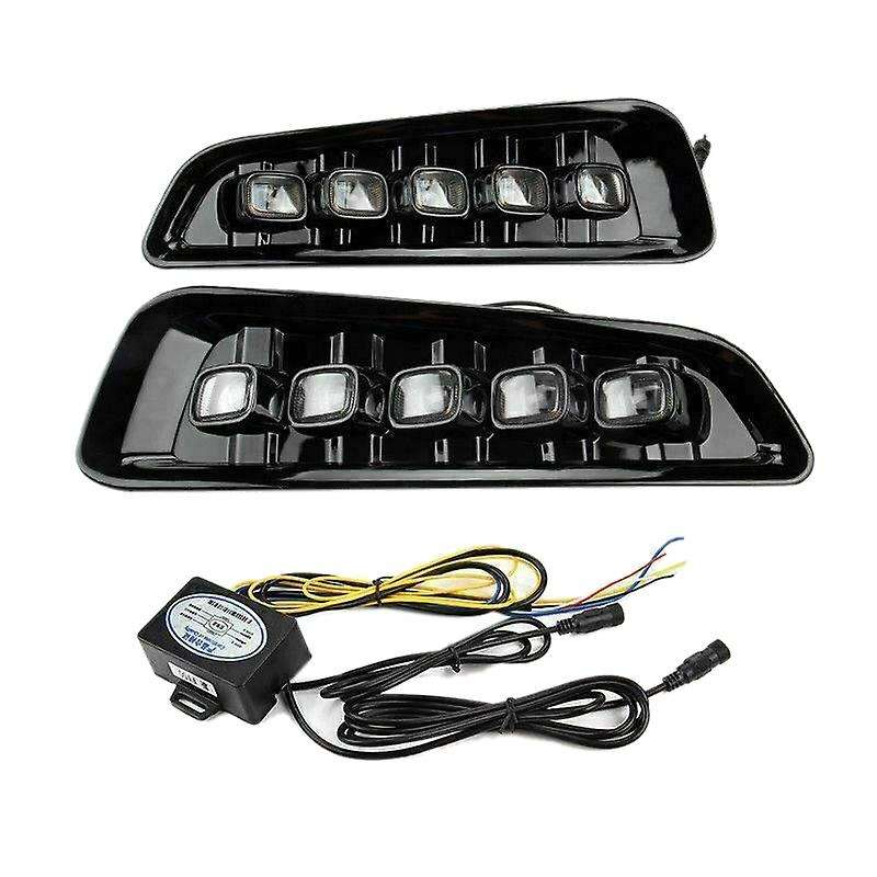 for / 2017-2019 Front Bumper Bezels L+R LED DRL with Turn Signal Fog Light Lamp