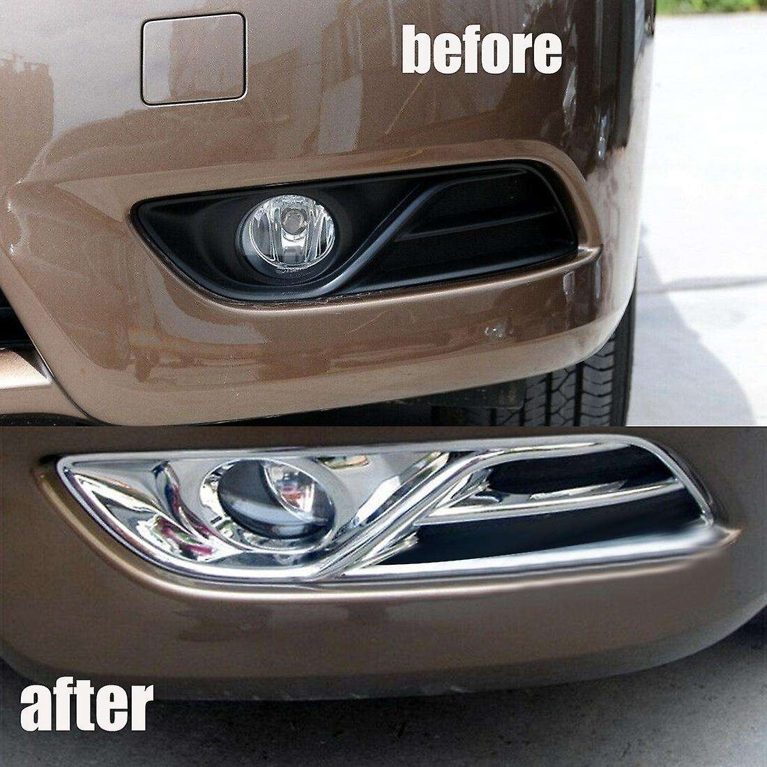 for 2012-2015 Sentra Chrome Rear Bumper Fog Light Lamp Reflector Protect Cover Molding Trim Car Deco