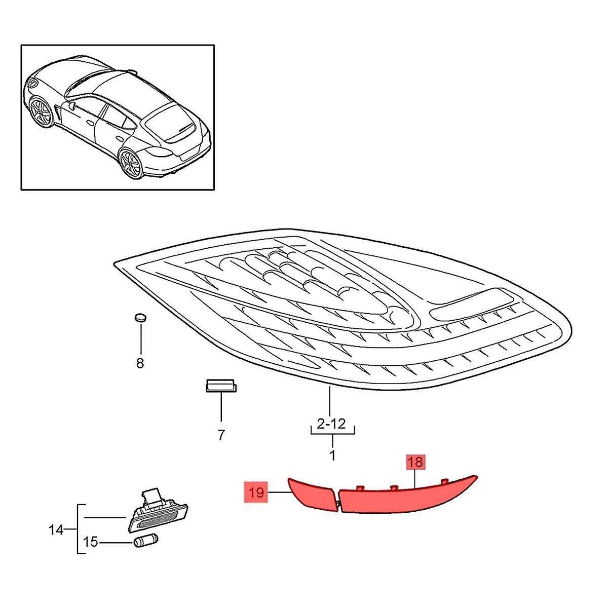 for 2014-2016 Left & Right Rear Bumper Inner Outer Reflector Panel 97063148701,97063148801,970631489