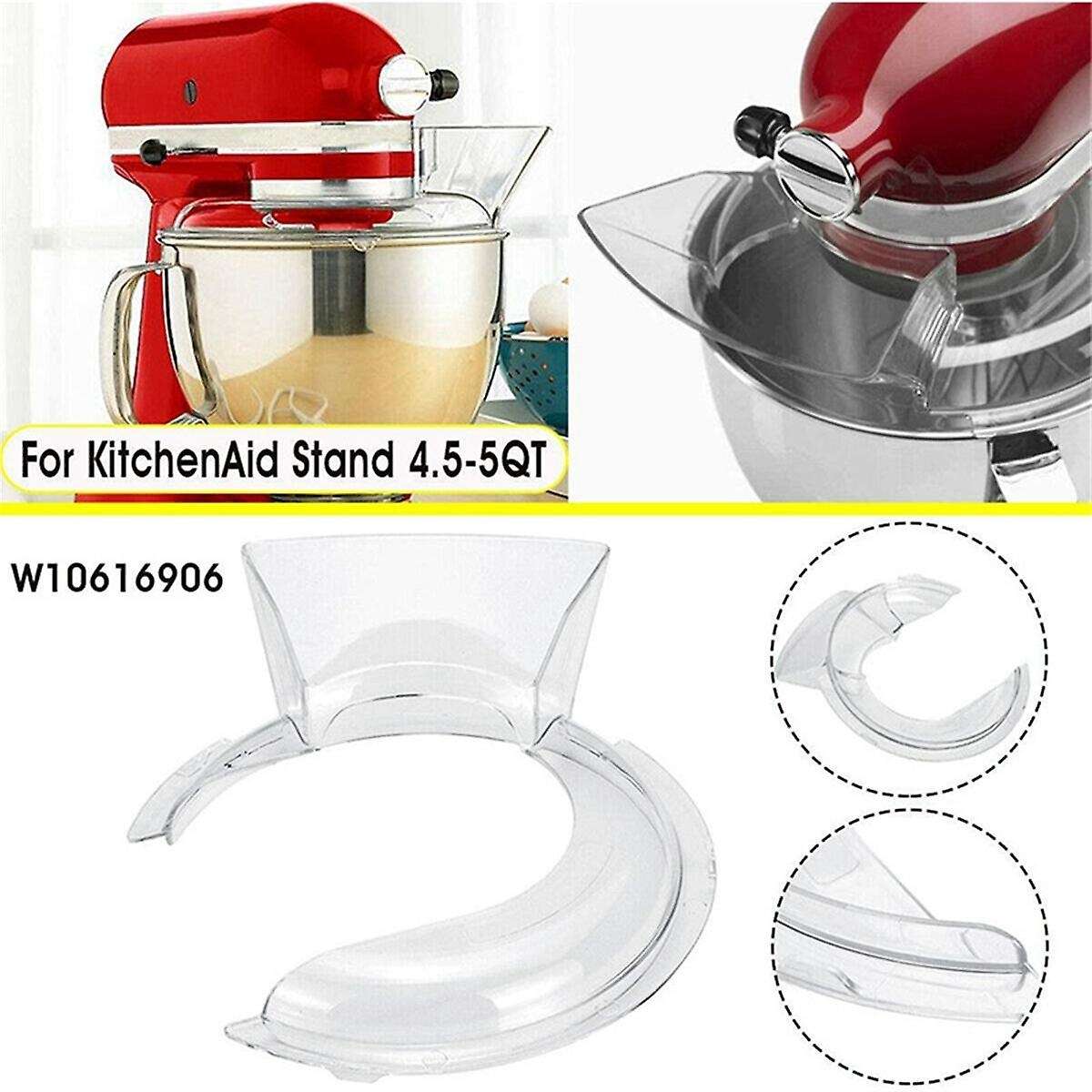 for 4.5-5QT Tilt Head Stand Mixer Pastry Beater & Secure Fit Pouring Shield Attachment Stainless Fla
